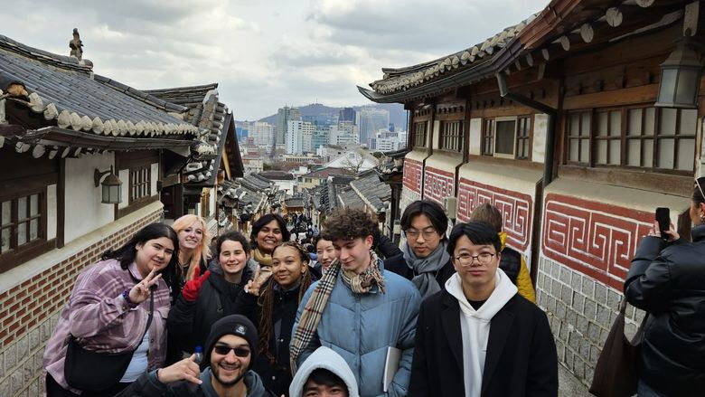 Group photo of students in South Korea