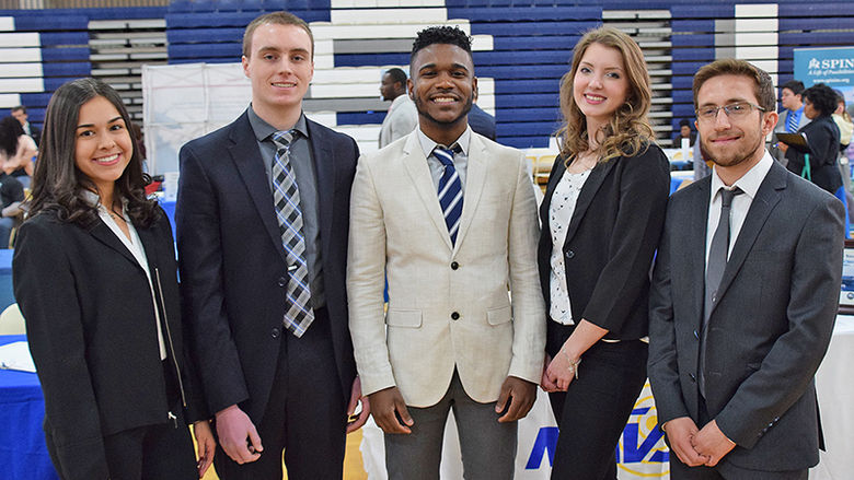 five students at career expo