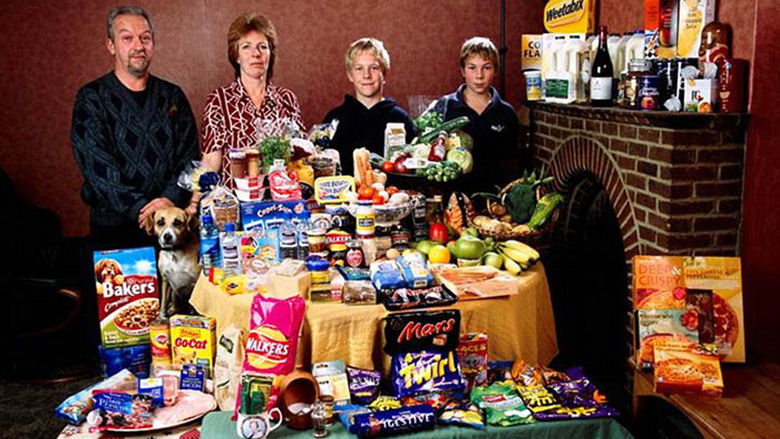 Family with their favorite foods