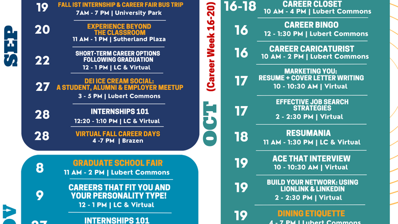 Career & Professional Development Fall 2023 Events Calendar