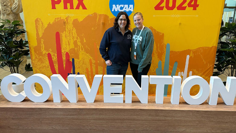 Penn State Abington athletic director Erin Foley and student athlete Taylor LaPage at the NCAA convention in Phoenix