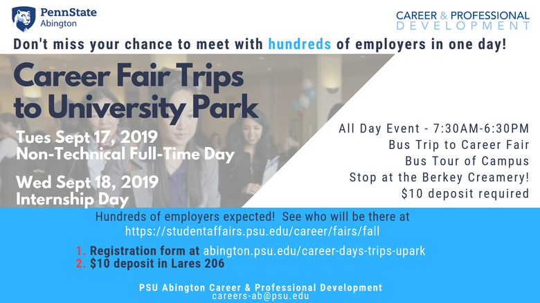 Career Days Trips from Abington to University Park Fall 2019