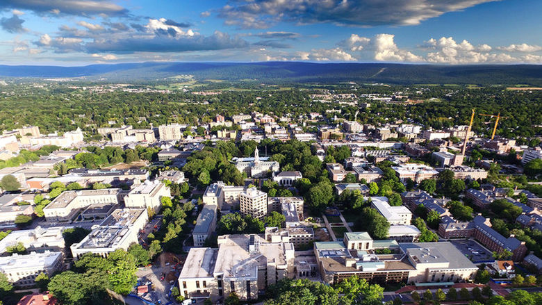 Aerial view of Penn State's University Park campus