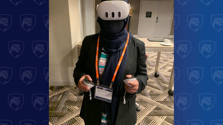 Woman wearing VR headset
