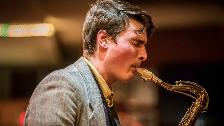 Jack Saint Clair playing the trumpet 