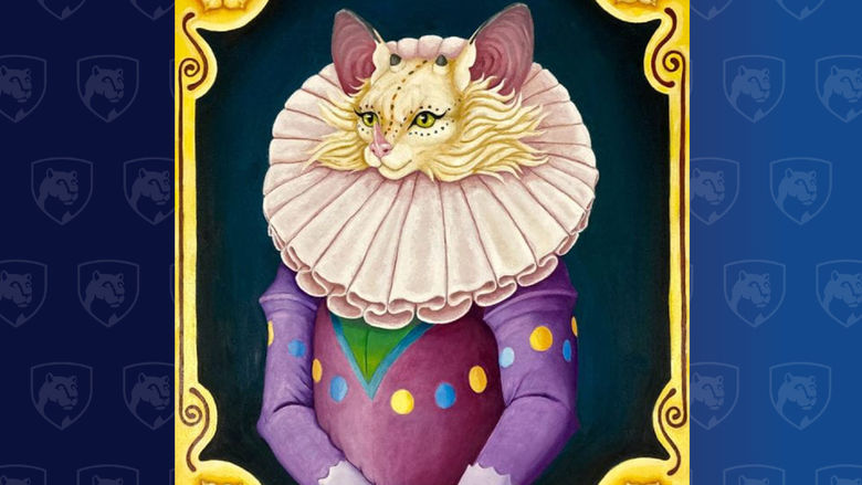 Painting of a cat dressed like royalty