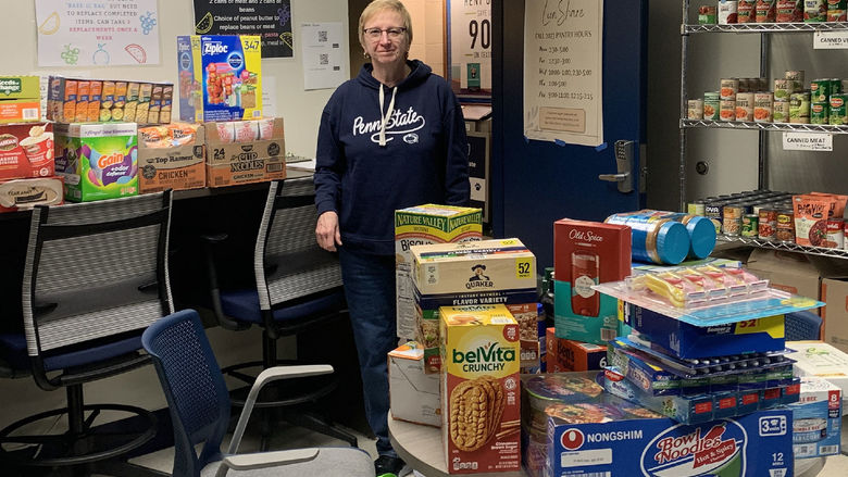Penn State alumna Lorraine Basara donates to the campus food pantry