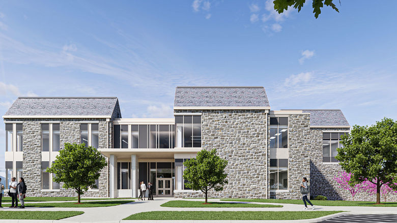 Street view rendering of new academic building at Penn State Abington
