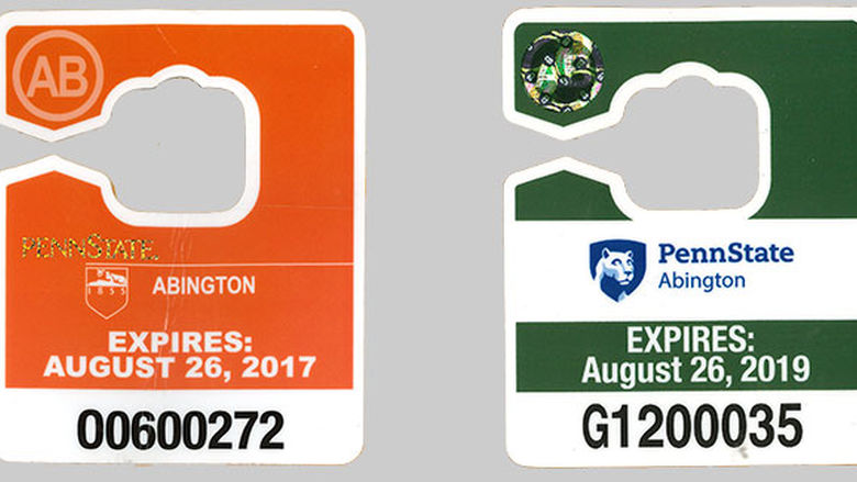 orange and green parking hangers