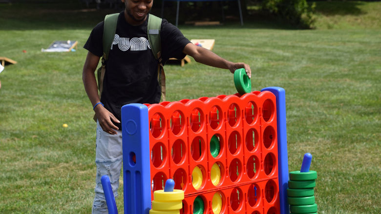 Penn State Abington student playing a lawn game
