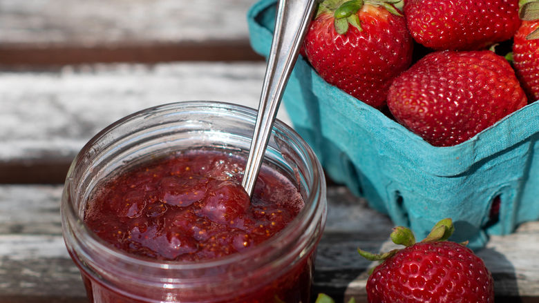 Strawberries and Jam in a jar