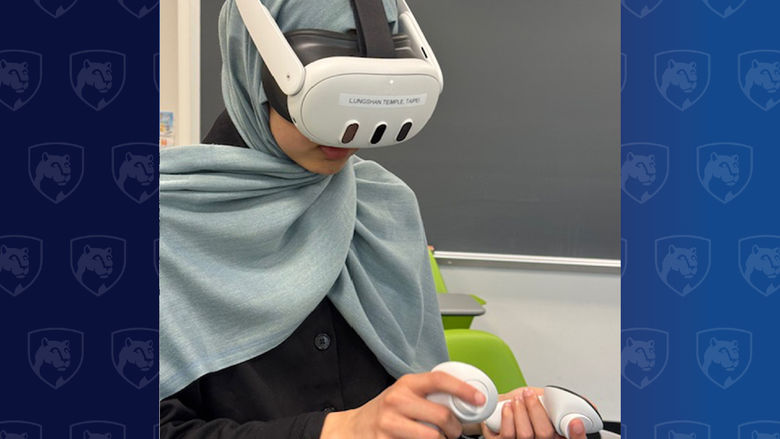 Person wearing virtual reality headset