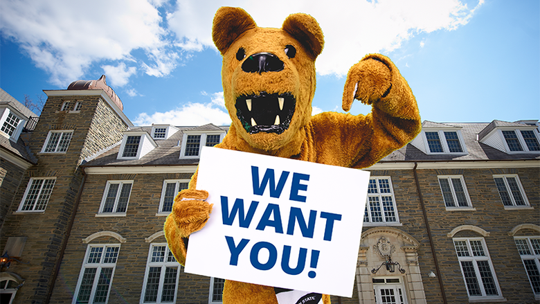 Nittany Lion "We Want You" sign
