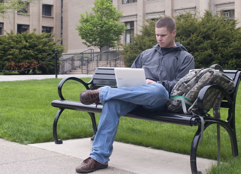 Student studying outside Burrows Student studying outside Burrows