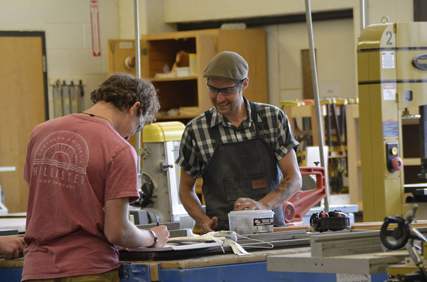Mark Risso, SoVA Shop Technician Guides Student