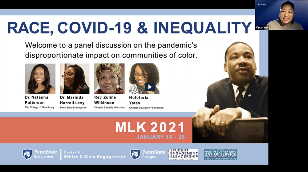 A screenshot of a virtual MLK Day event.